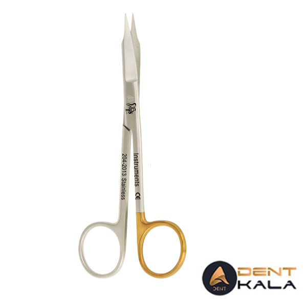 قیچی جراحی خمیده دنده ای دسته طلایی دنا پویا کد 2013