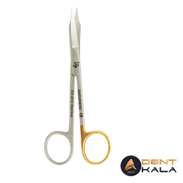 قیچی جراحی سر صاف دنده ای دسته طلایی دنا پویا کد 2012